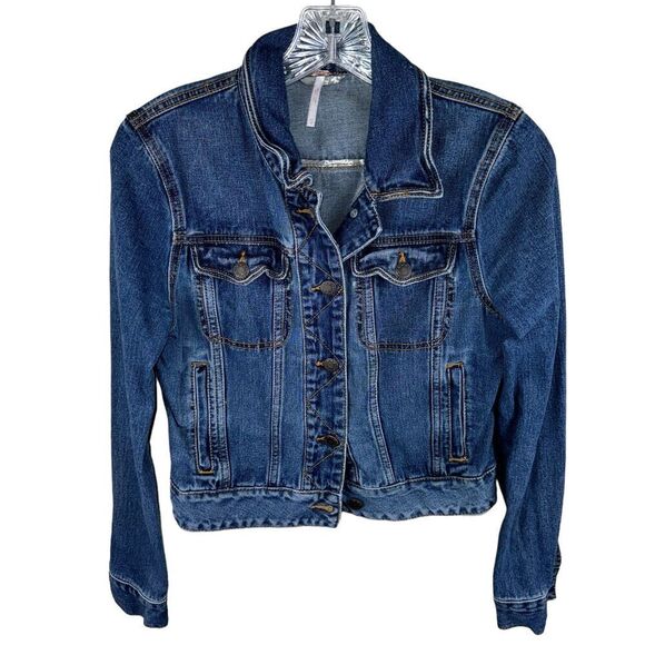 Free People Jackets & Blazers - Free People Size XS Jean Jacket Blue Medium Wash Denim 100% Cotton Classic